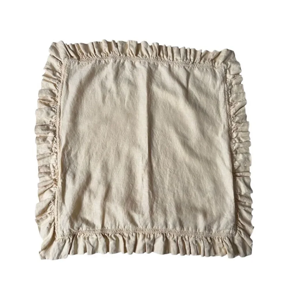 Pottery Barn 100% Linen Ruffle Euro‎ Sham Pillowcase Daffodill Yellow 26x26